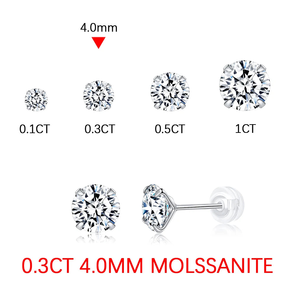 Moissanite Stud Earrings for Women D Color VVS1 Lab Created Diamond Earrings S925 Sterling Silver Jewelry 2025 Trend Gift