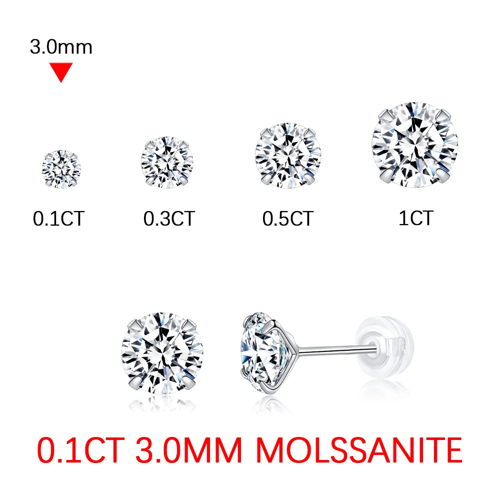 Moissanite Stud Earrings for Women D Color VVS1 Lab Created Diamond Earrings S925 Sterling Silver Jewelry 2025 Trend Gift