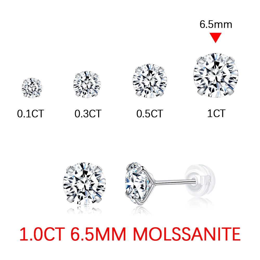 Moissanite Stud Earrings for Women D Color VVS1 Lab Created Diamond Earrings S925 Sterling Silver Jewelry 2025 Trend Gift