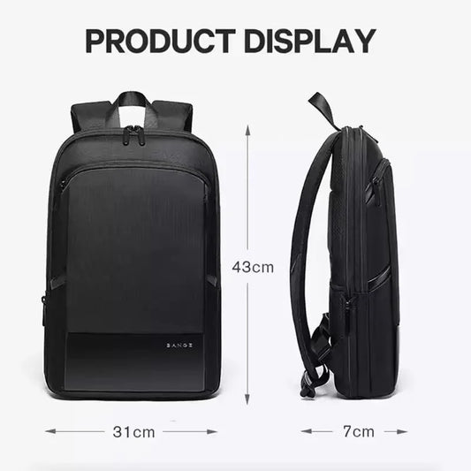 BANGE Slim Men Business Expandable Waterproof 15.6" Laptop Backpack Fashion Male Travel Light Scalable Shoulder Bags for Men