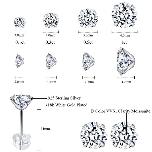 Moissanite Stud Earrings for Women D Color VVS1 Lab Created Diamond Earrings S925 Sterling Silver Jewelry 2025 Trend Gift