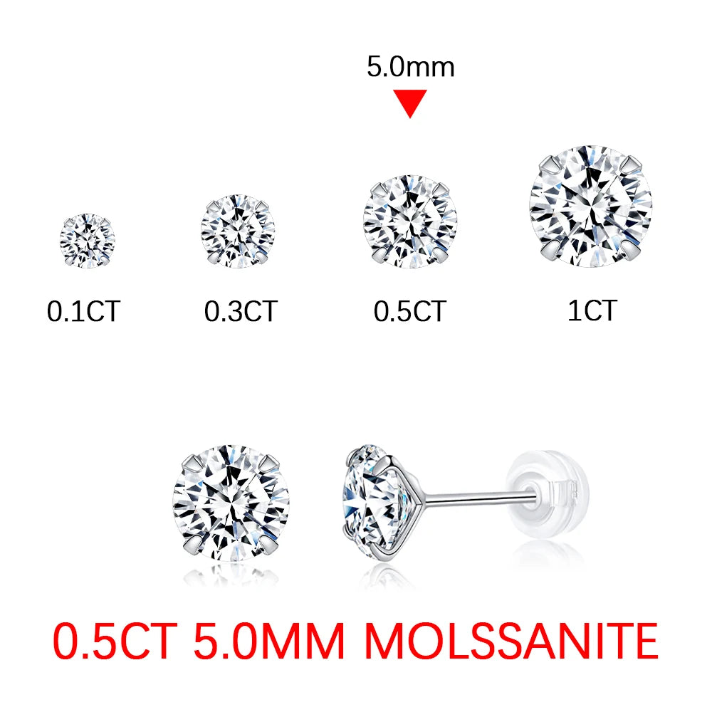 Moissanite Stud Earrings for Women D Color VVS1 Lab Created Diamond Earrings S925 Sterling Silver Jewelry 2025 Trend Gift